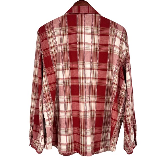 Alfred Dunner Woman Plus Size 20 Burnt Red Plaid Blouse Shirt Top Winter Cozy - Picture 9 of 9